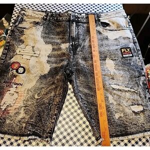 Born Fly Mens Size 42 Shorts Black Denim   FLY UNLTD Y2k Jeans